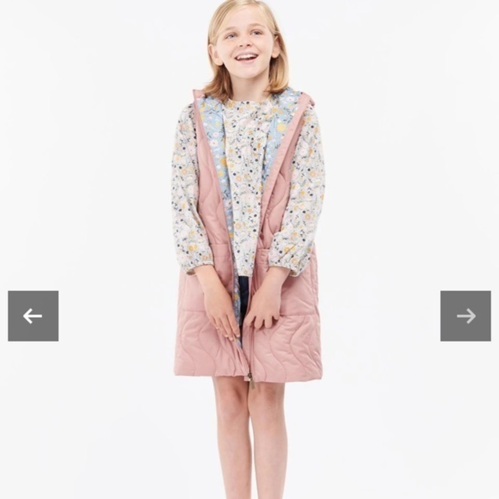 Barbour Girls Guilden Gilet Puffer Vest in Coral 12/13-XL